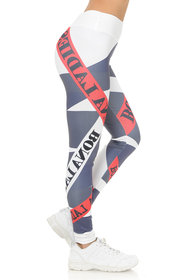 Wholesale Ladies White Banded High Waisted Sport Leggings