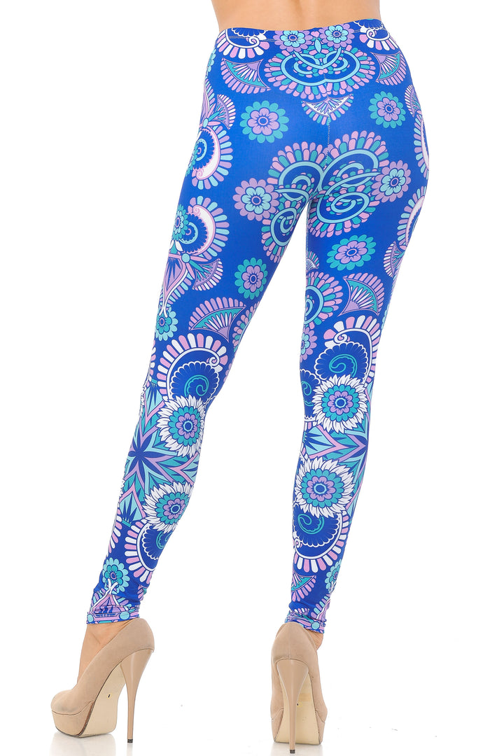 Wholesale Creamy Soft Blue Mandala Burst Leggings