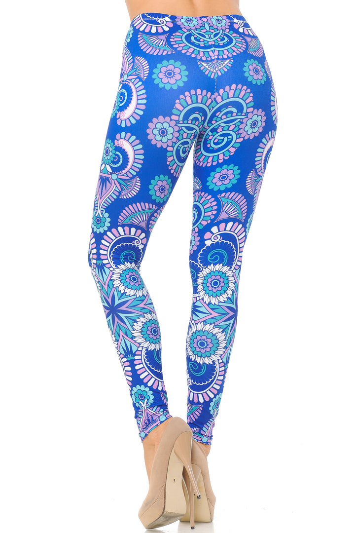Wholesale Creamy Soft Blue Mandala Burst Leggings