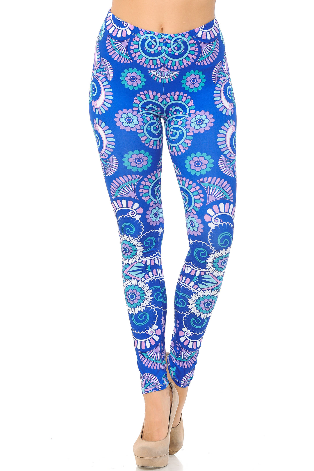 Wholesale Creamy Soft Blue Mandala Burst Leggings