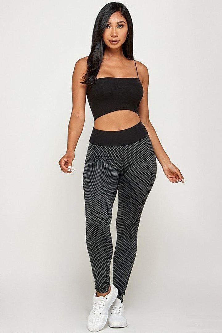 Wholesale Contrast Textured Scrunch Butt Leggings - NO POCKETS