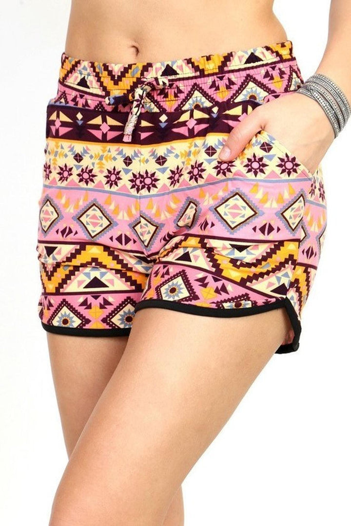 Wholesale Buttery Soft Pink Desert Tribal Dolphin Shorts