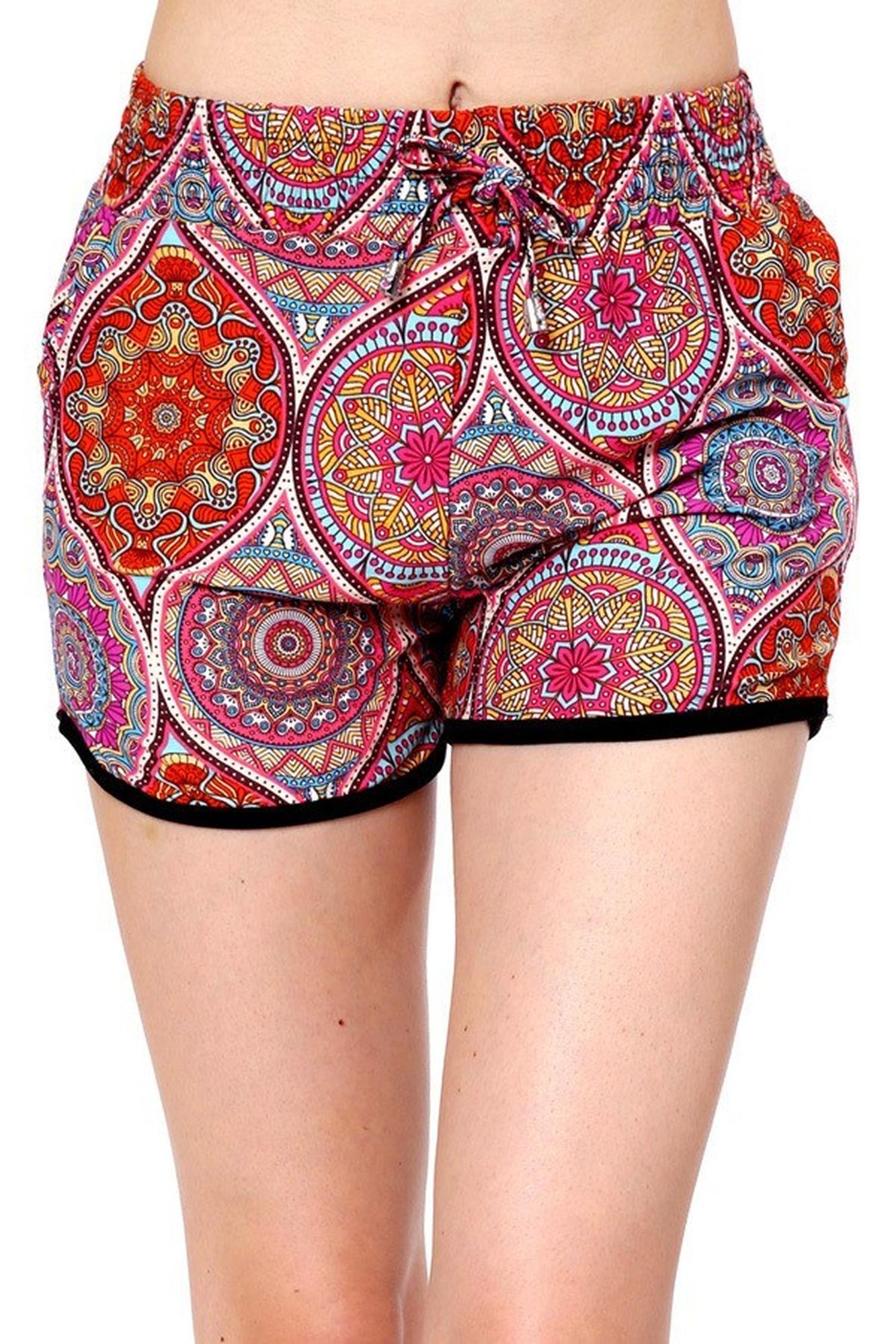 Wholesale Buttery Soft Red and Pink Mandala  Dolphin Shorts