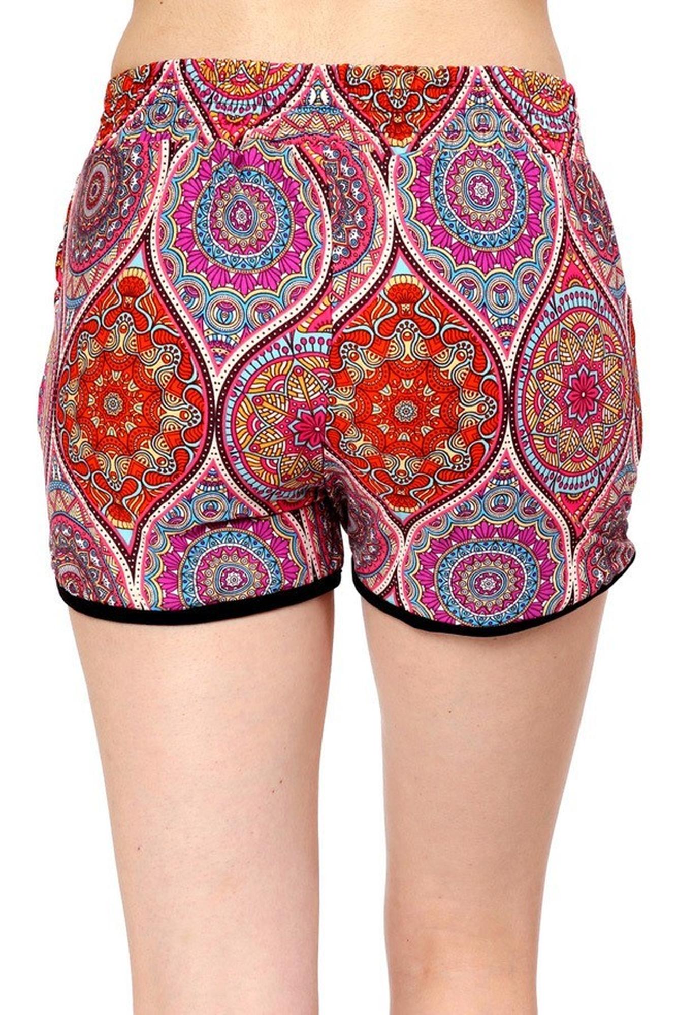 Wholesale Buttery Soft Red and Pink Mandala  Dolphin Shorts