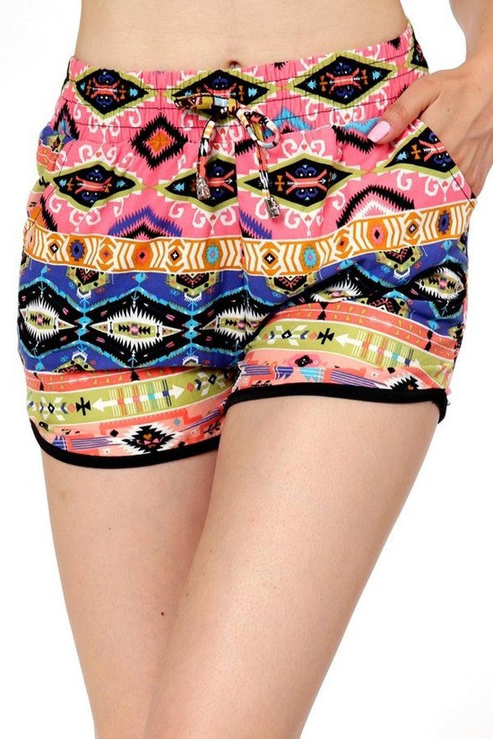 Wholesale Buttery Soft 90s Colorful Tribal Dolphin Shorts