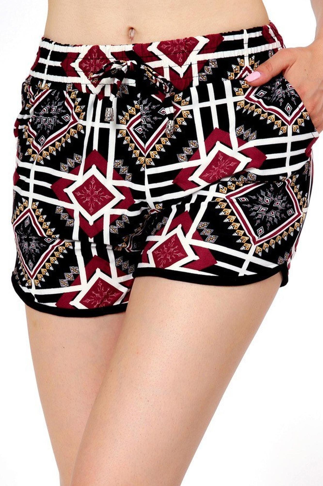 Wholesale Buttery Soft Burgundy Diamond Tribal Dolphin Shorts