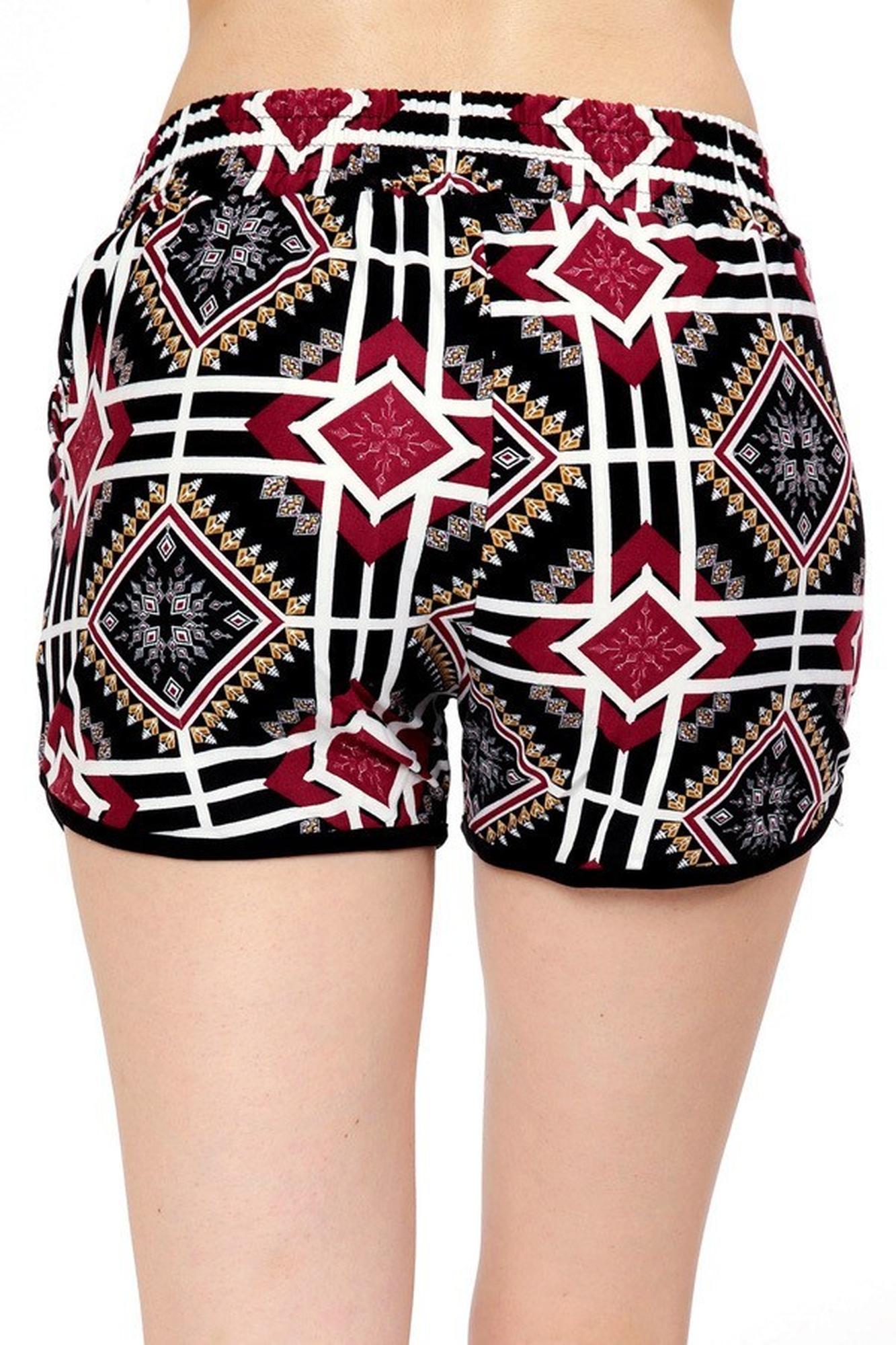 Wholesale Buttery Soft Burgundy Diamond Tribal Dolphin Shorts