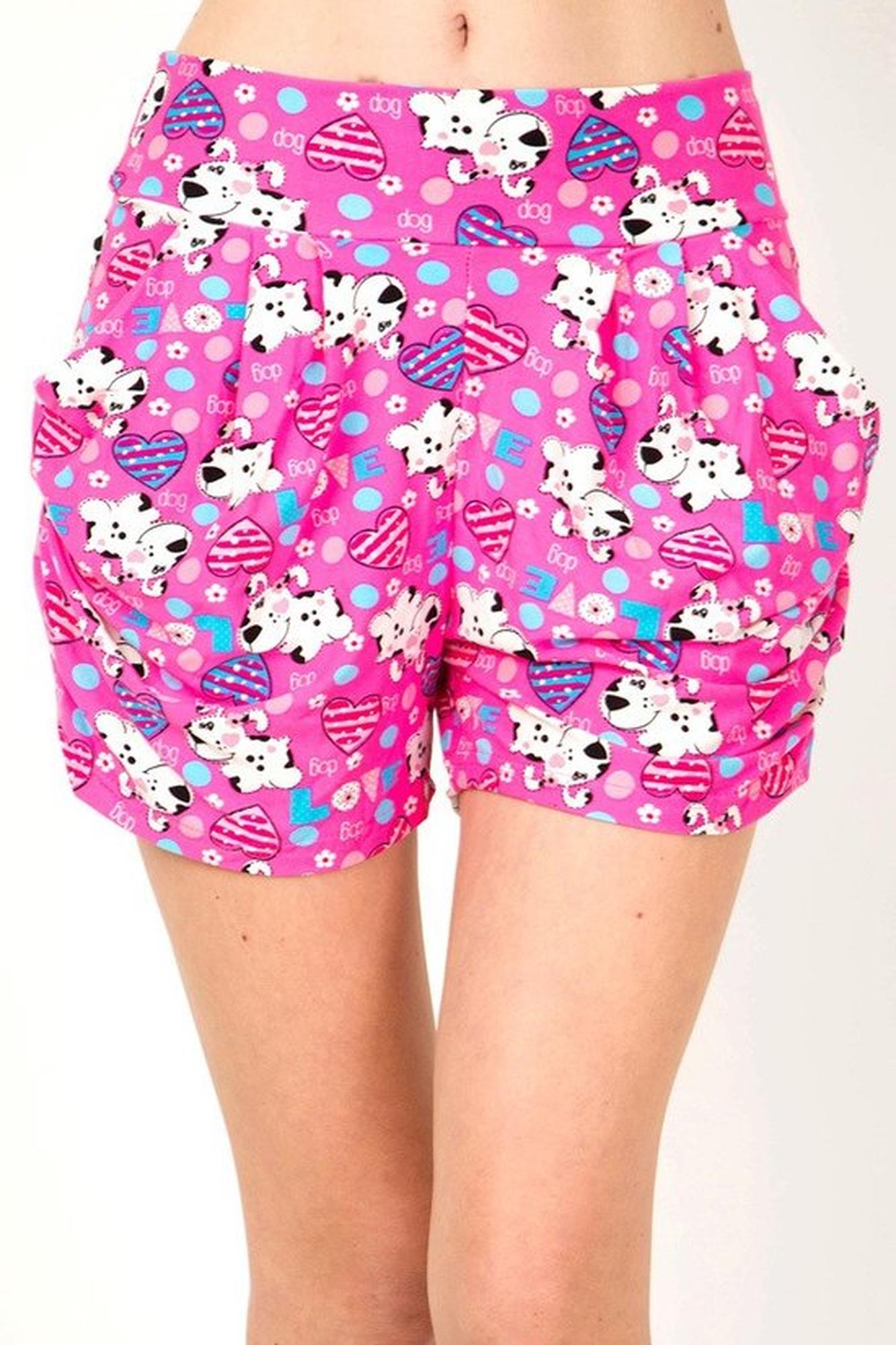 Wholesale Buttery Smooth Pink Puppy Dogs Harem Shorts
