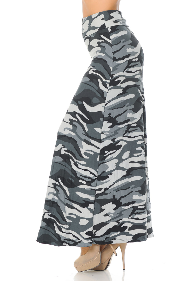Wholesale Buttery Smooth Charcoal Camouflage Maxi Skirt