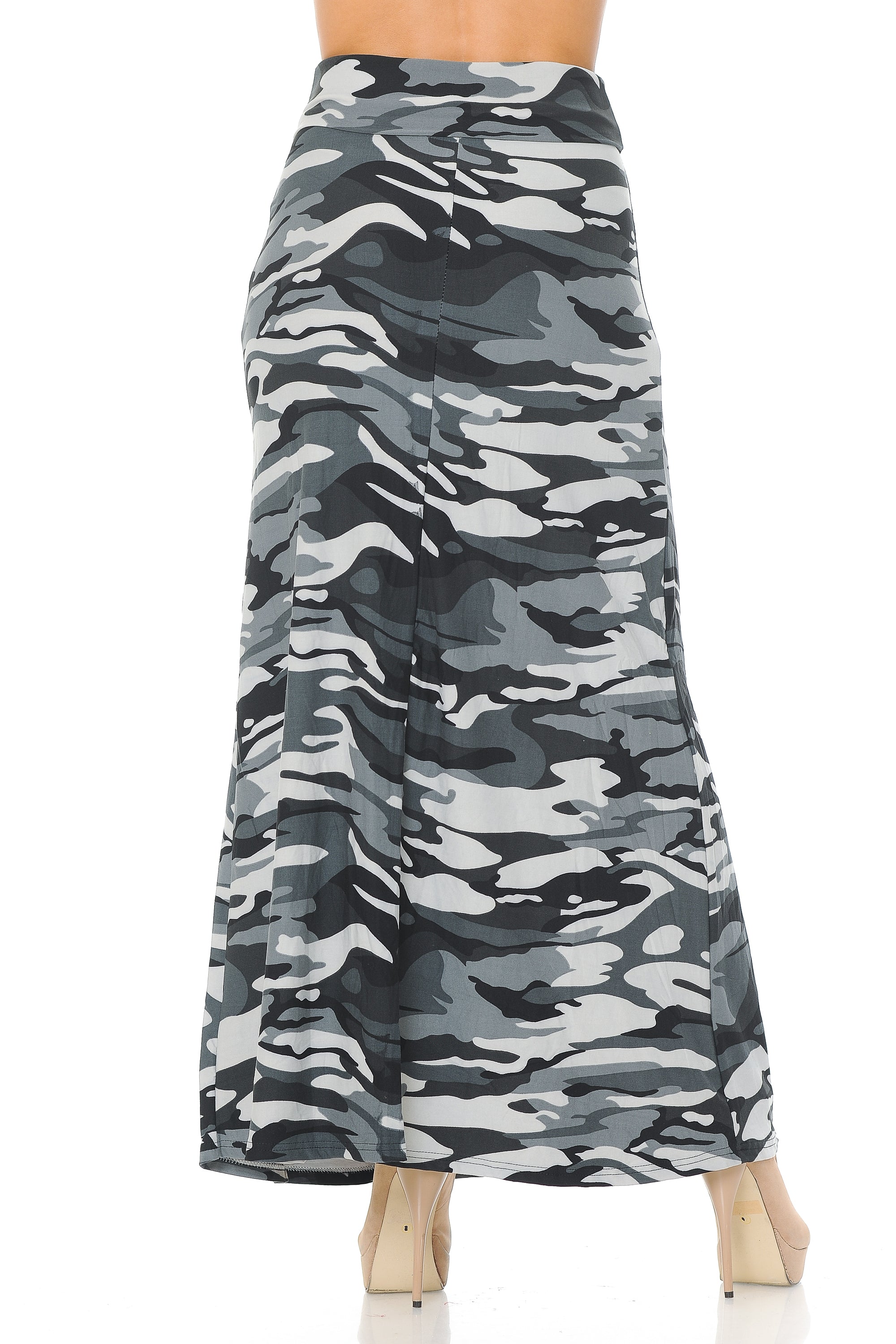 Wholesale Buttery Smooth Charcoal Camouflage Maxi Skirt