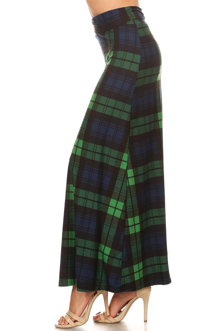 Wholesale Buttery Smooth Green Plaid Maxi Skirt