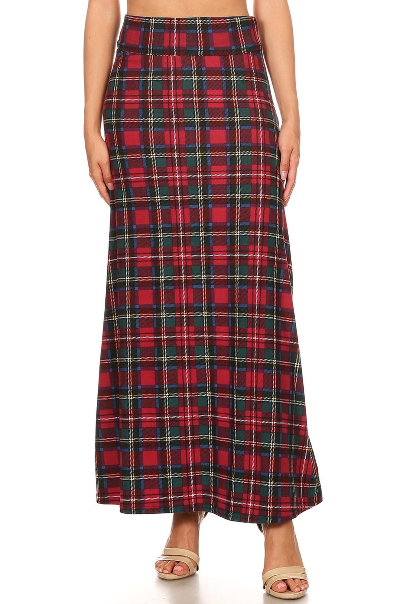 Wholesale Buttery Smooth Modish Plaid Maxi Skirt