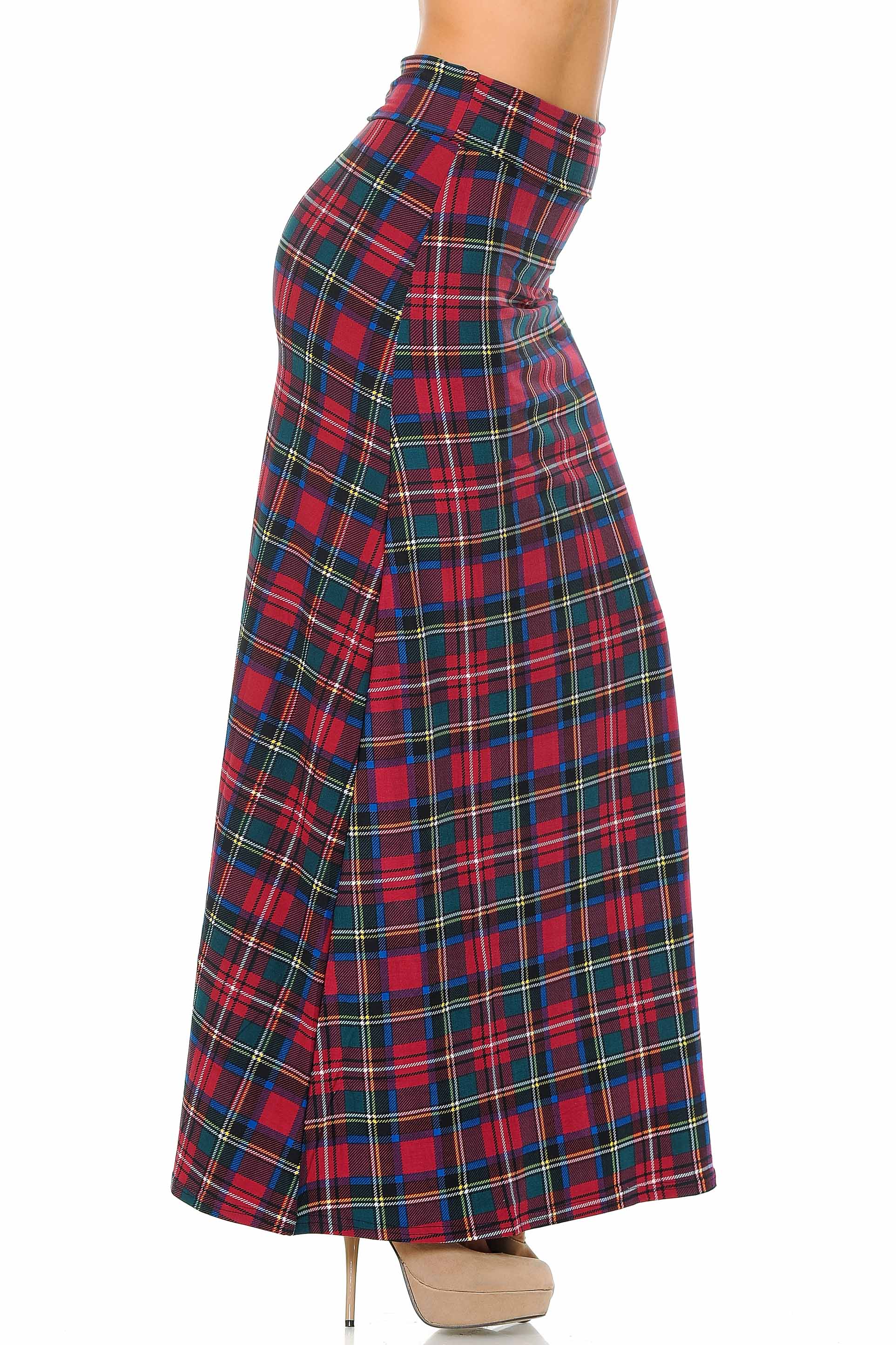 Wholesale Buttery Smooth Modish Plaid Maxi Skirt