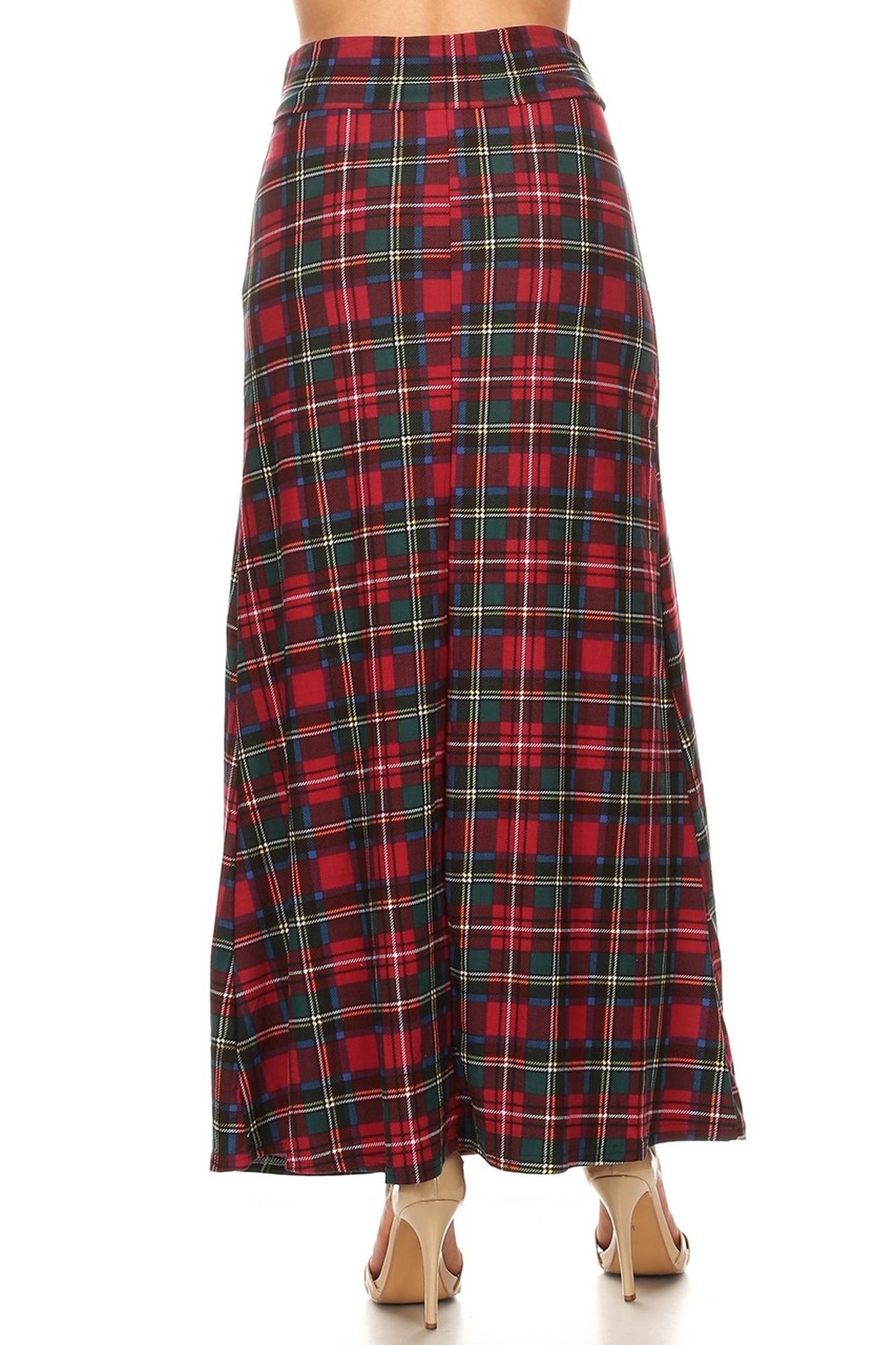 Wholesale Buttery Smooth Modish Plaid Maxi Skirt