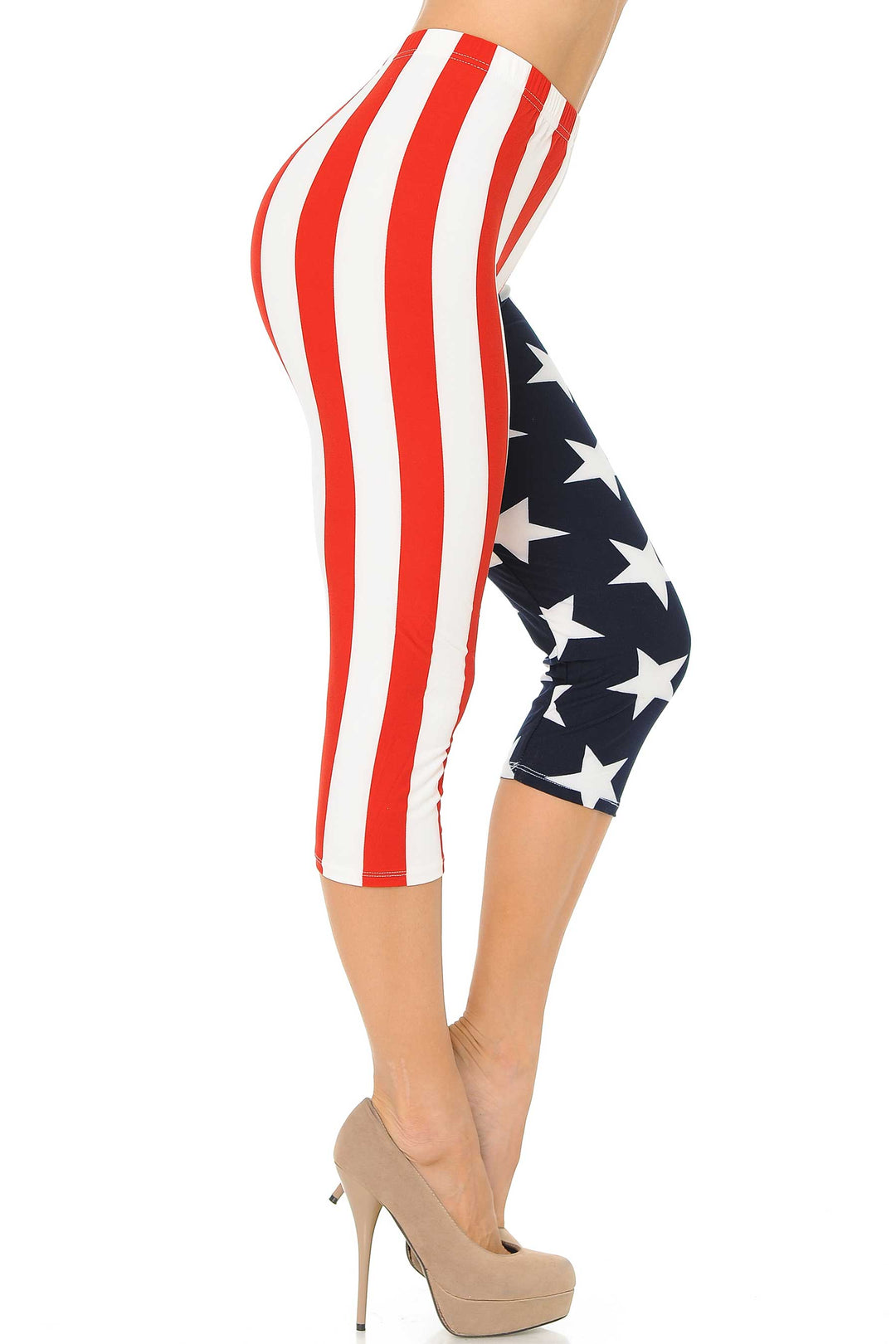 Wholesale Buttery Smooth Split USA Flag Capris