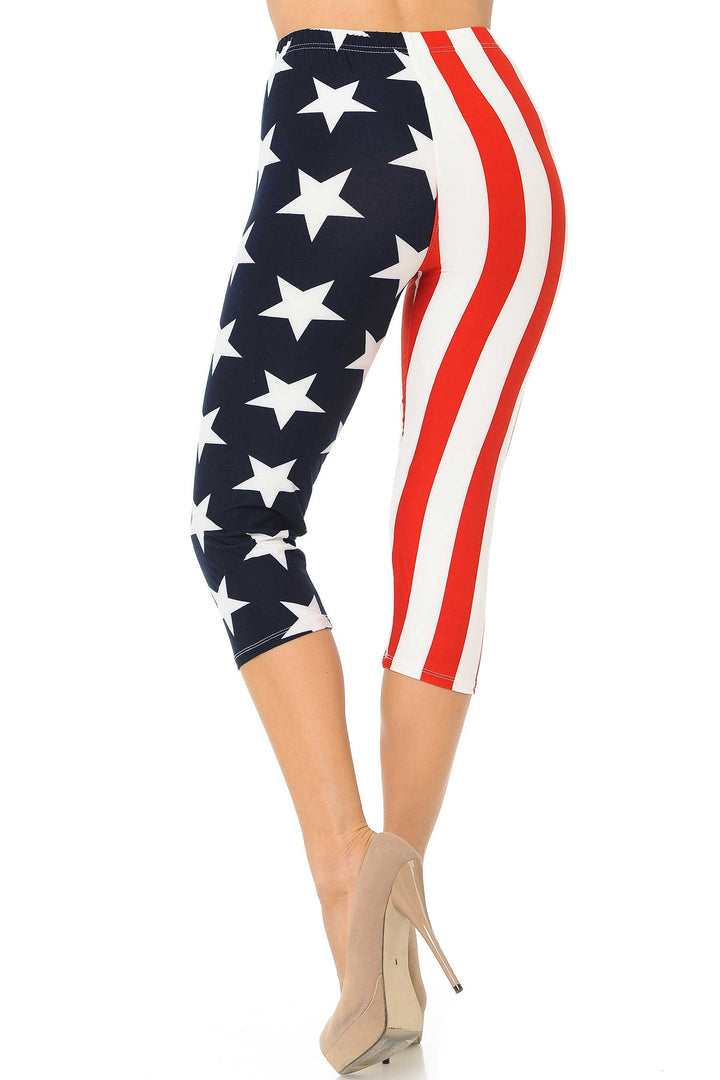 Wholesale Buttery Smooth Split USA Flag Capris