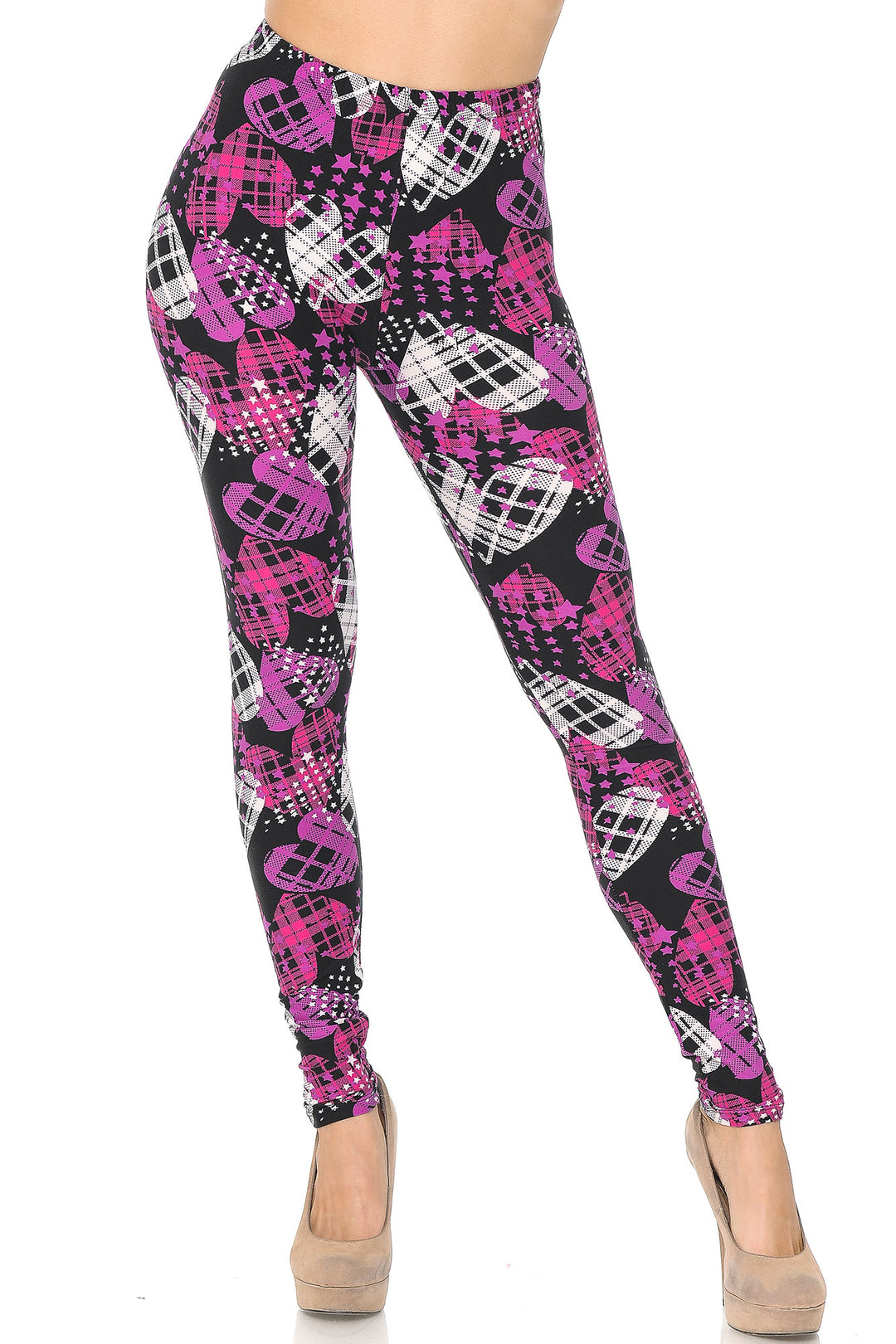 Wholesale Buttery Smooth Stars and Plaid Hearts Leggings - Extra Small