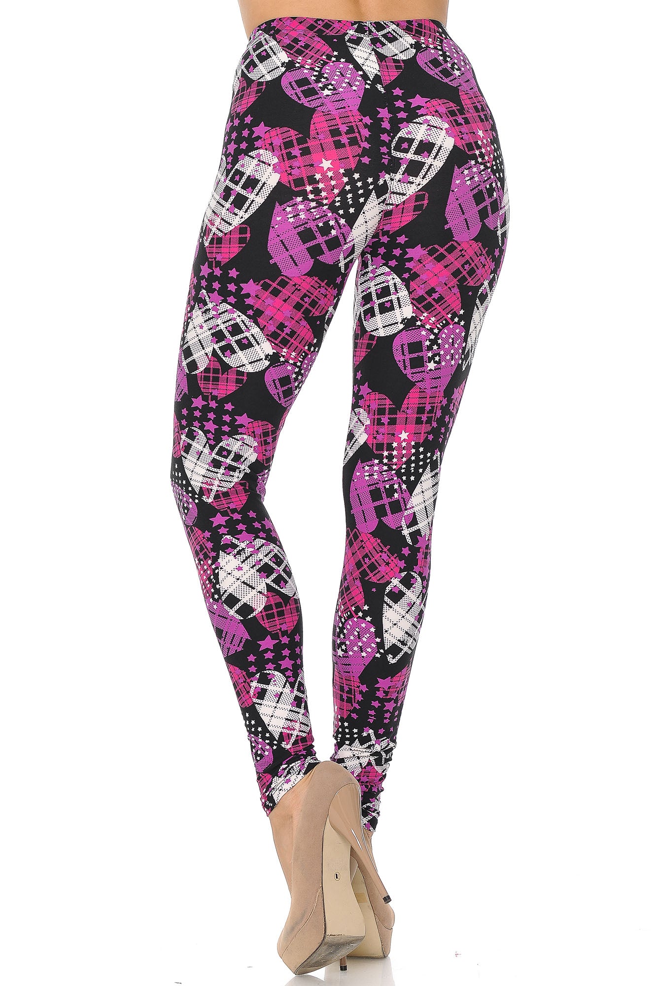 Wholesale Buttery Smooth Stars and Plaid Hearts Leggings - Extra Small
