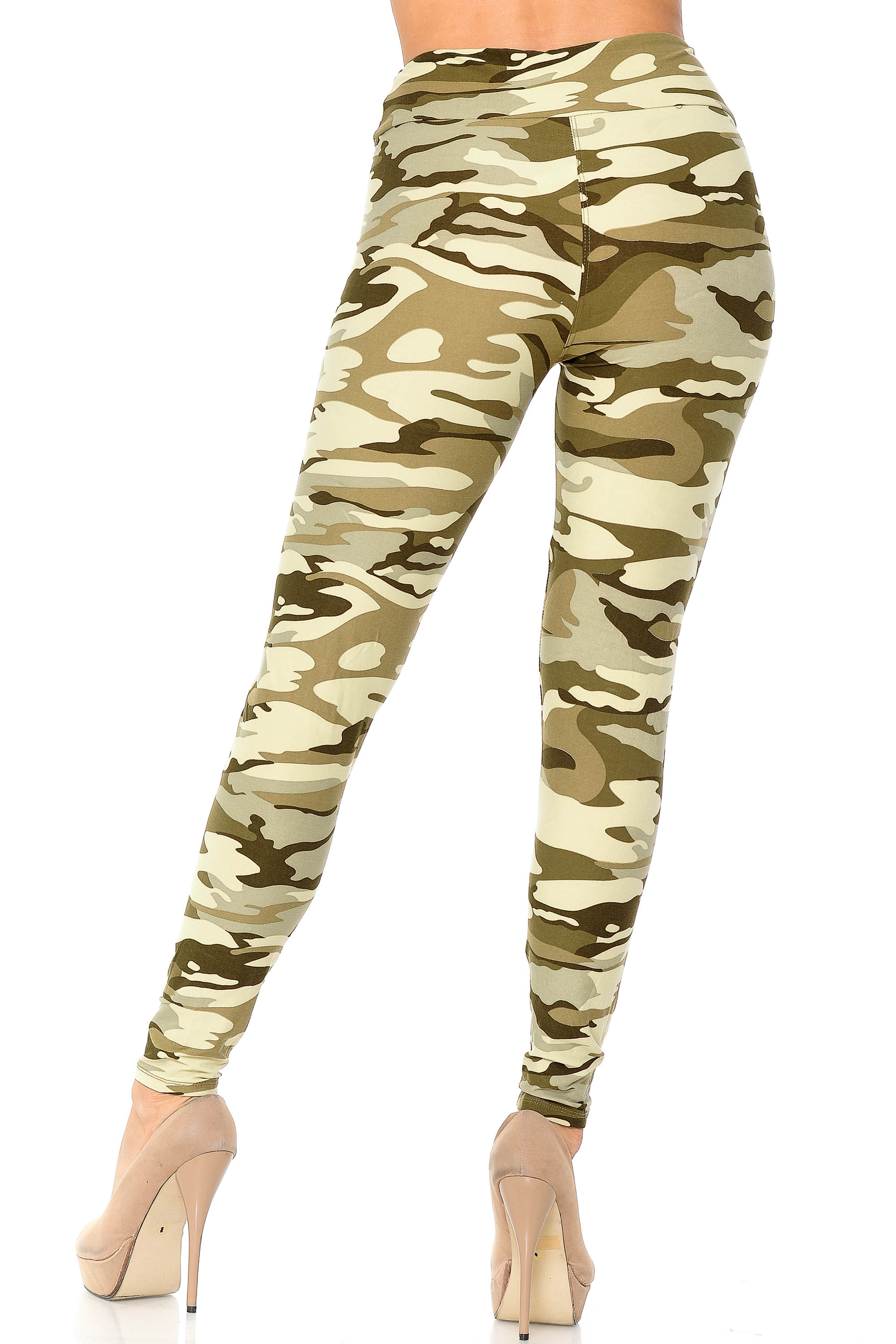 Wholesale Buttery Smooth Light Olive Camouflage High Waisted Leggings