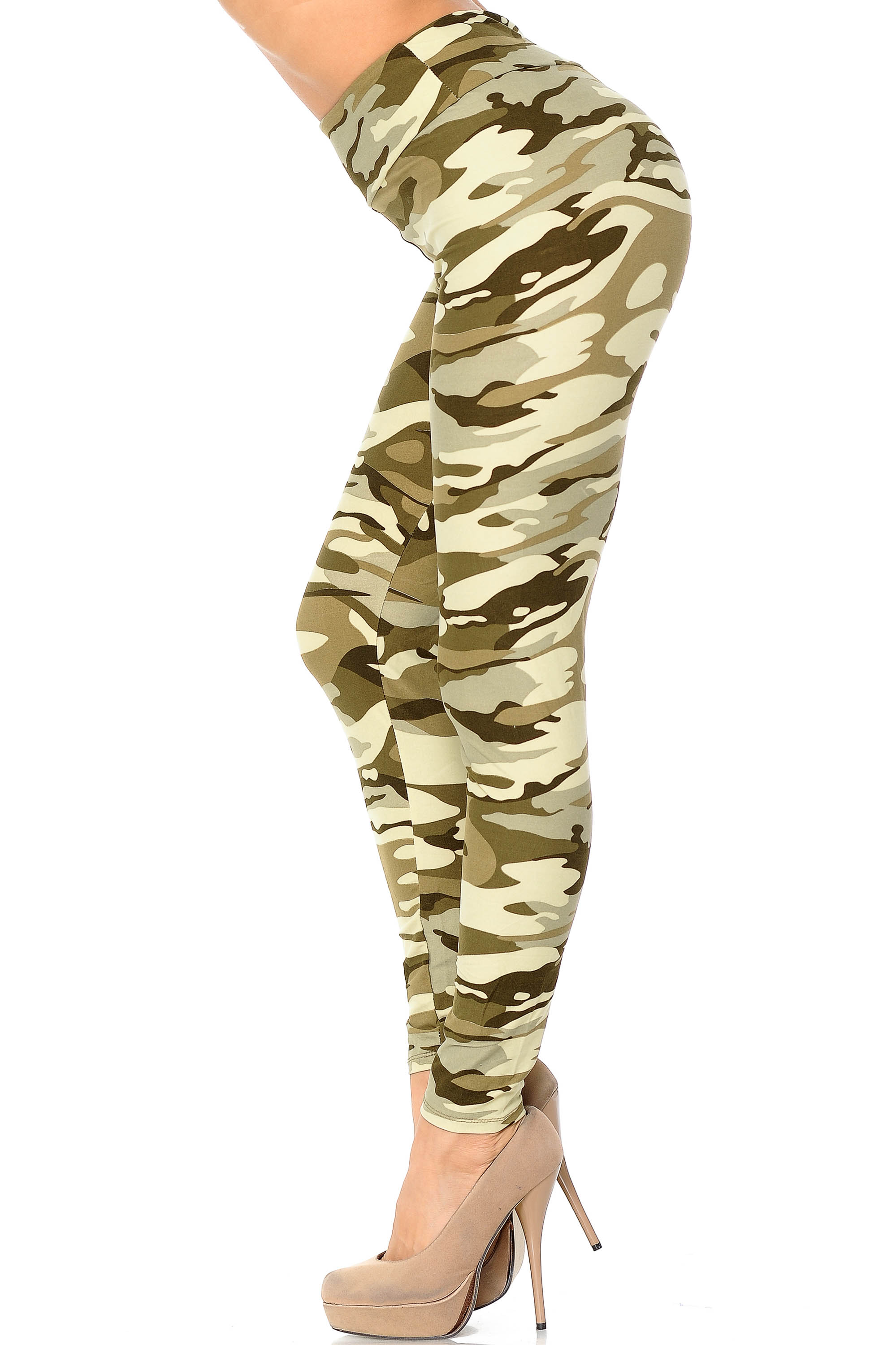 Wholesale Buttery Smooth Light Olive Camouflage High Waisted Leggings