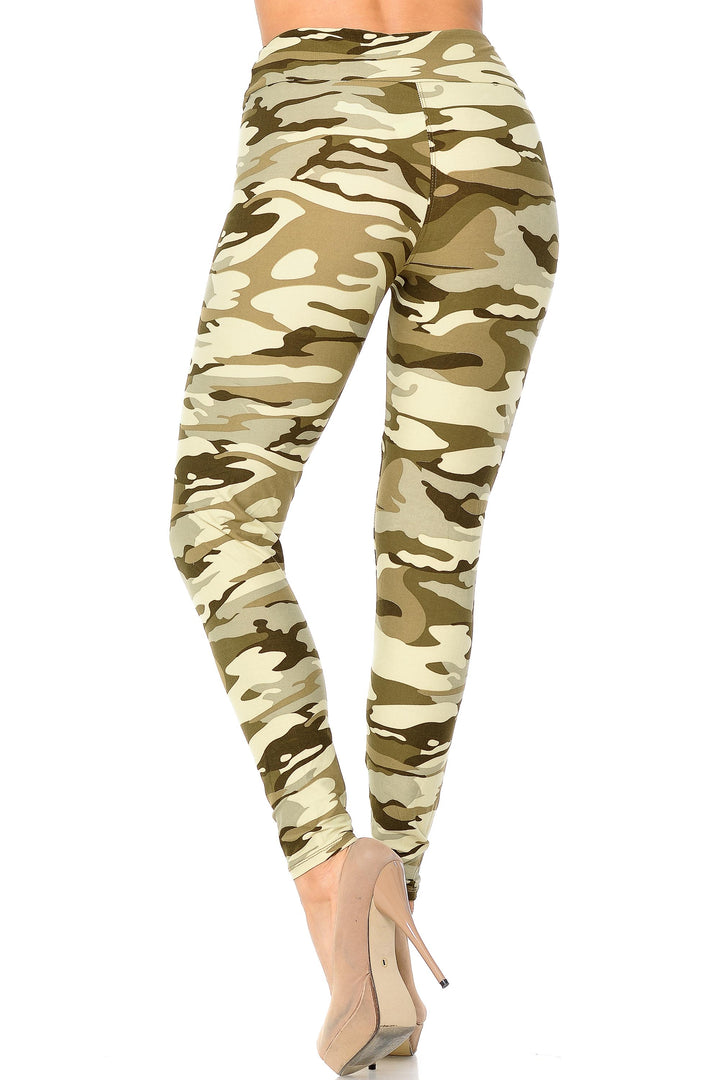 Wholesale Buttery Smooth Light Olive Camouflage High Waisted Leggings