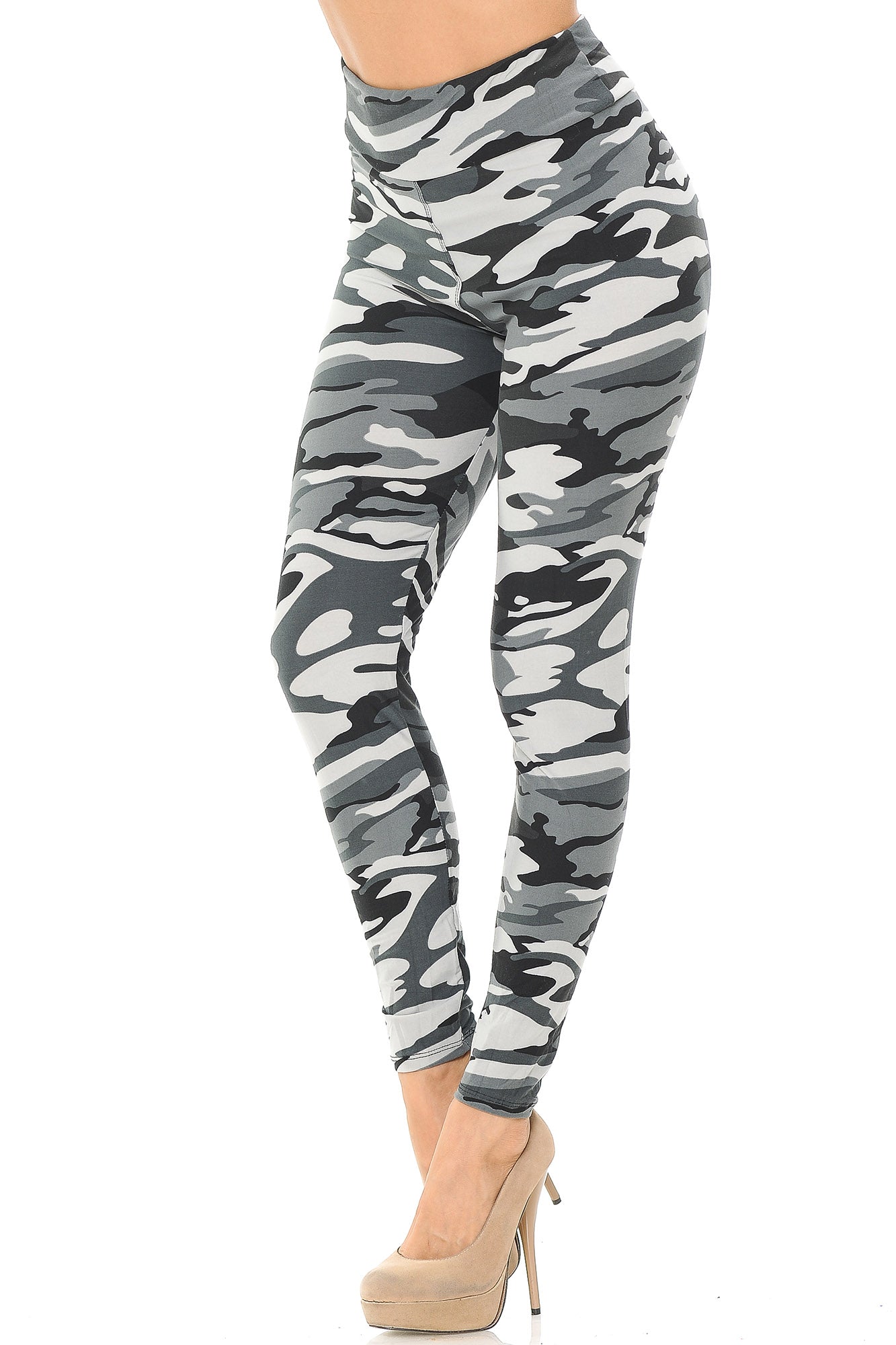 Wholesale Buttery Smooth Charcoal Camouflage High Waisted Leggings - EEVEE