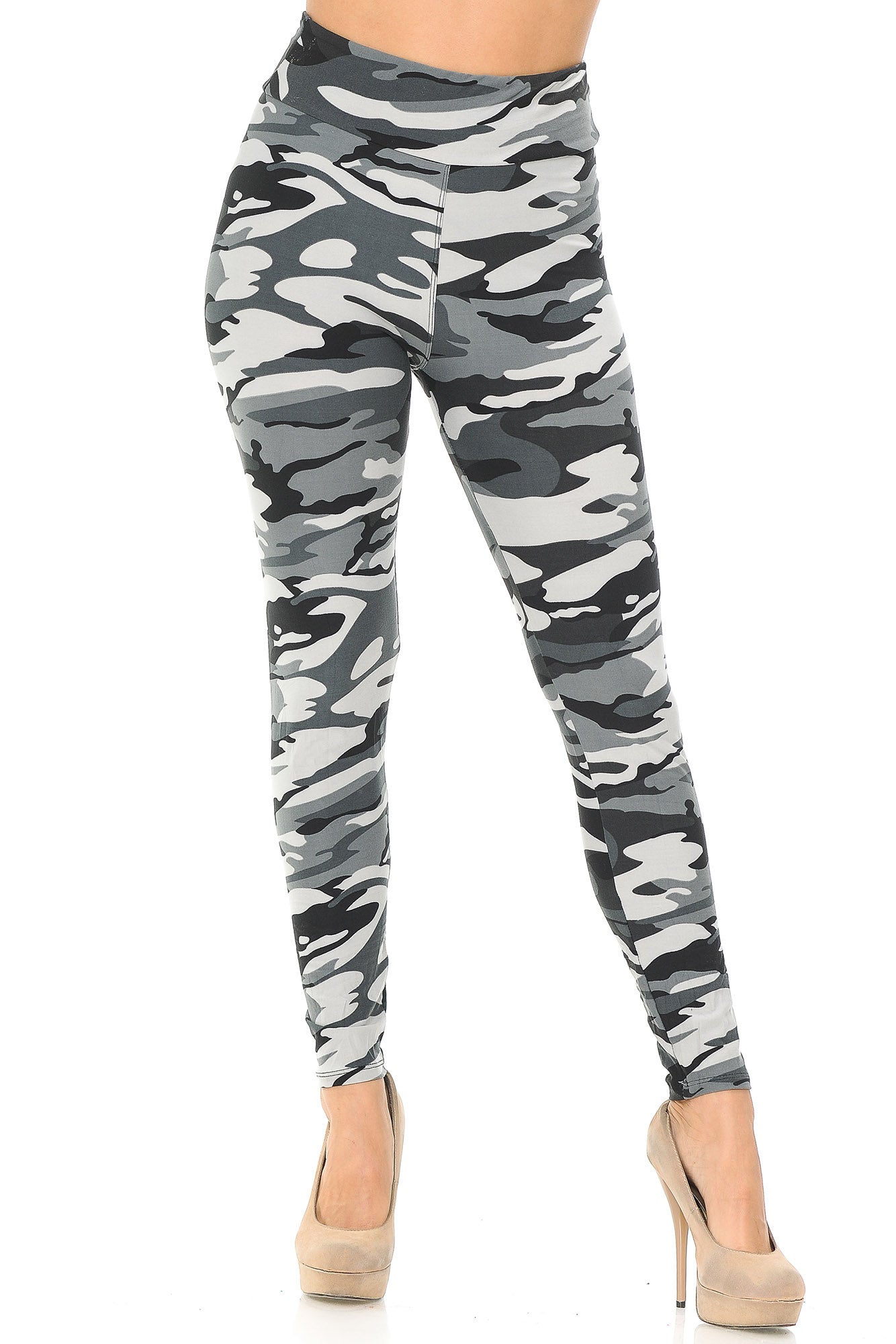 Wholesale Buttery Smooth Charcoal Camouflage High Waisted Leggings - EEVEE