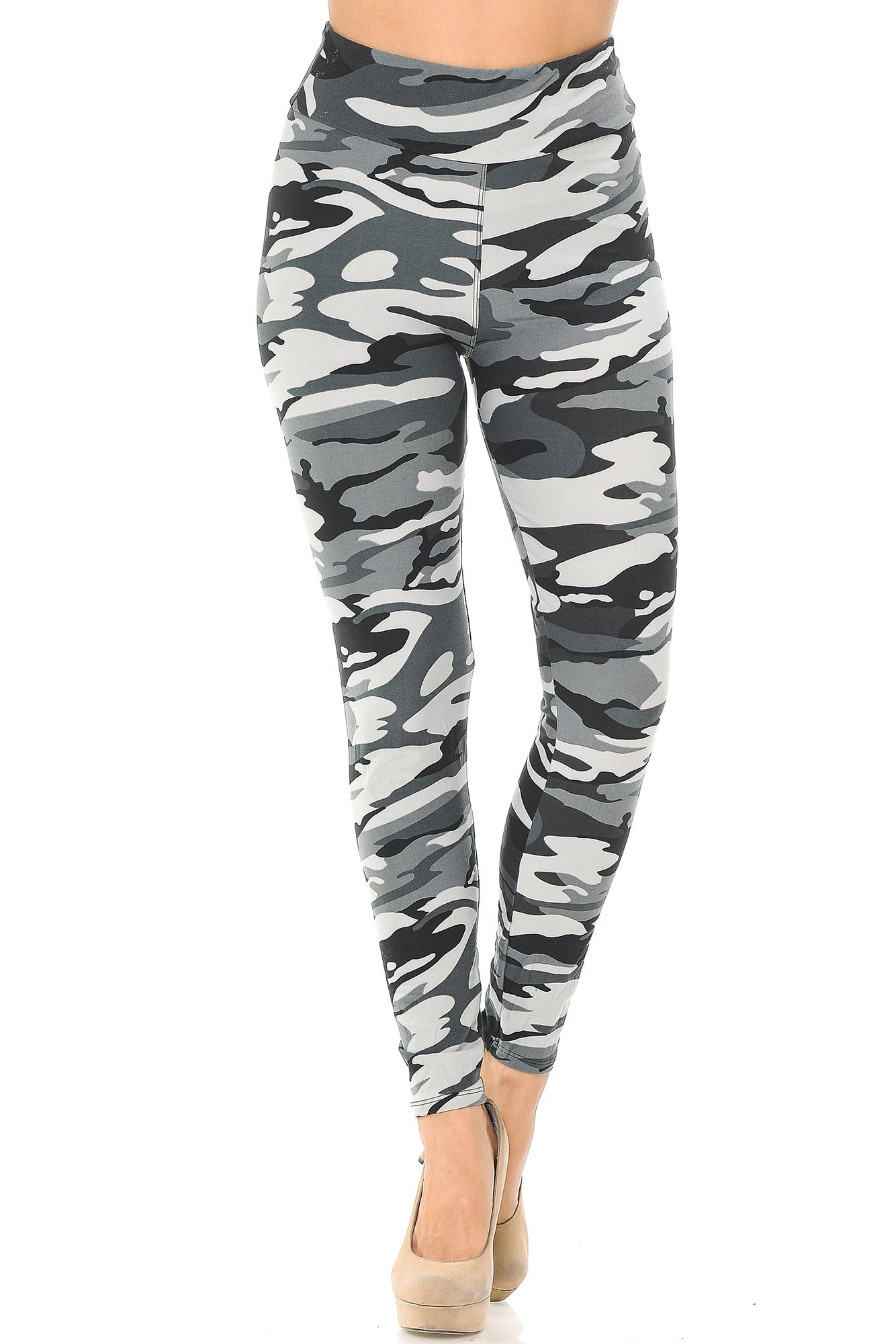 Wholesale Buttery Smooth Charcoal Camouflage High Waisted Leggings - EEVEE