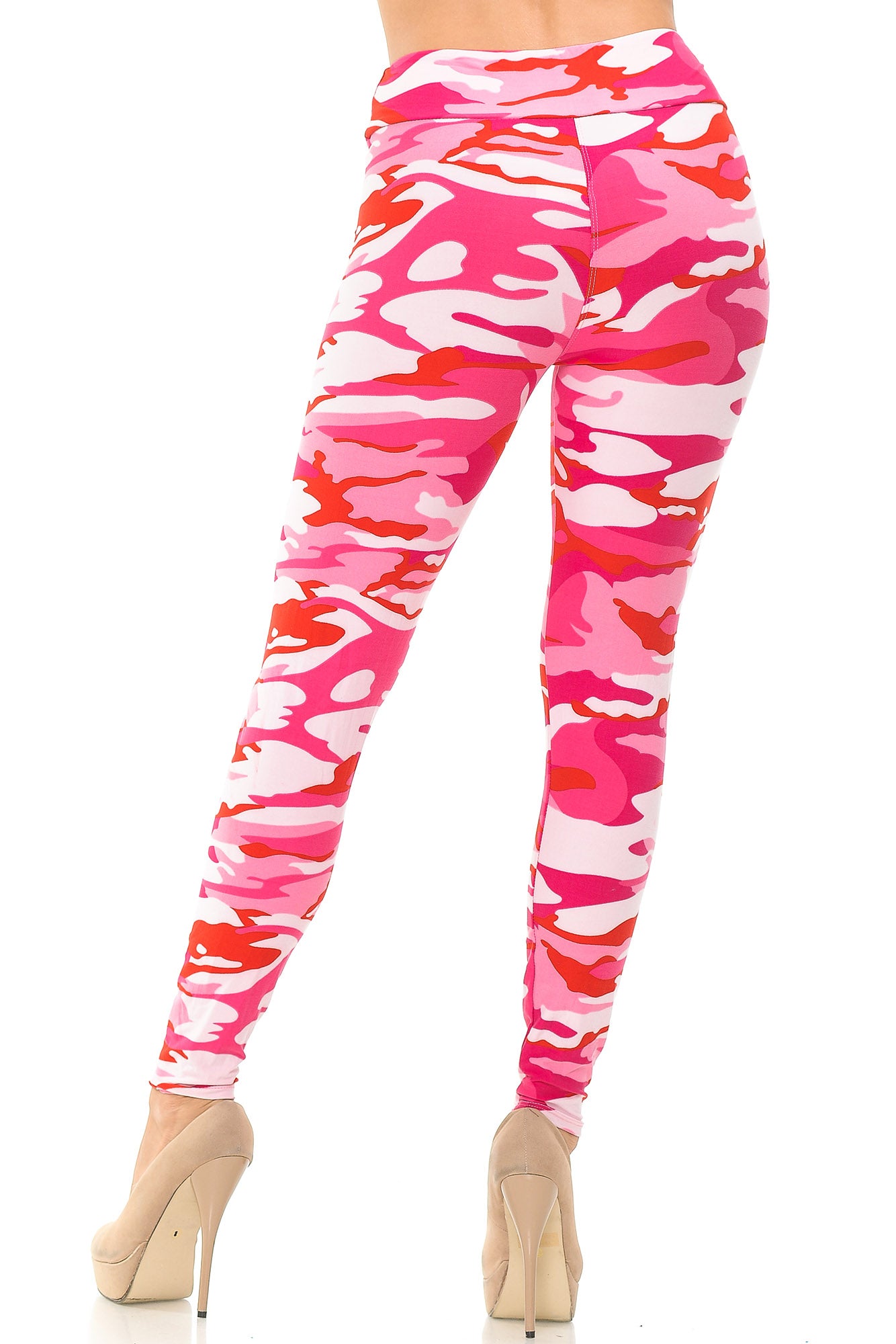 Wholesale Buttery Smooth Pink Camouflage High Waisted Leggings - EEVEE