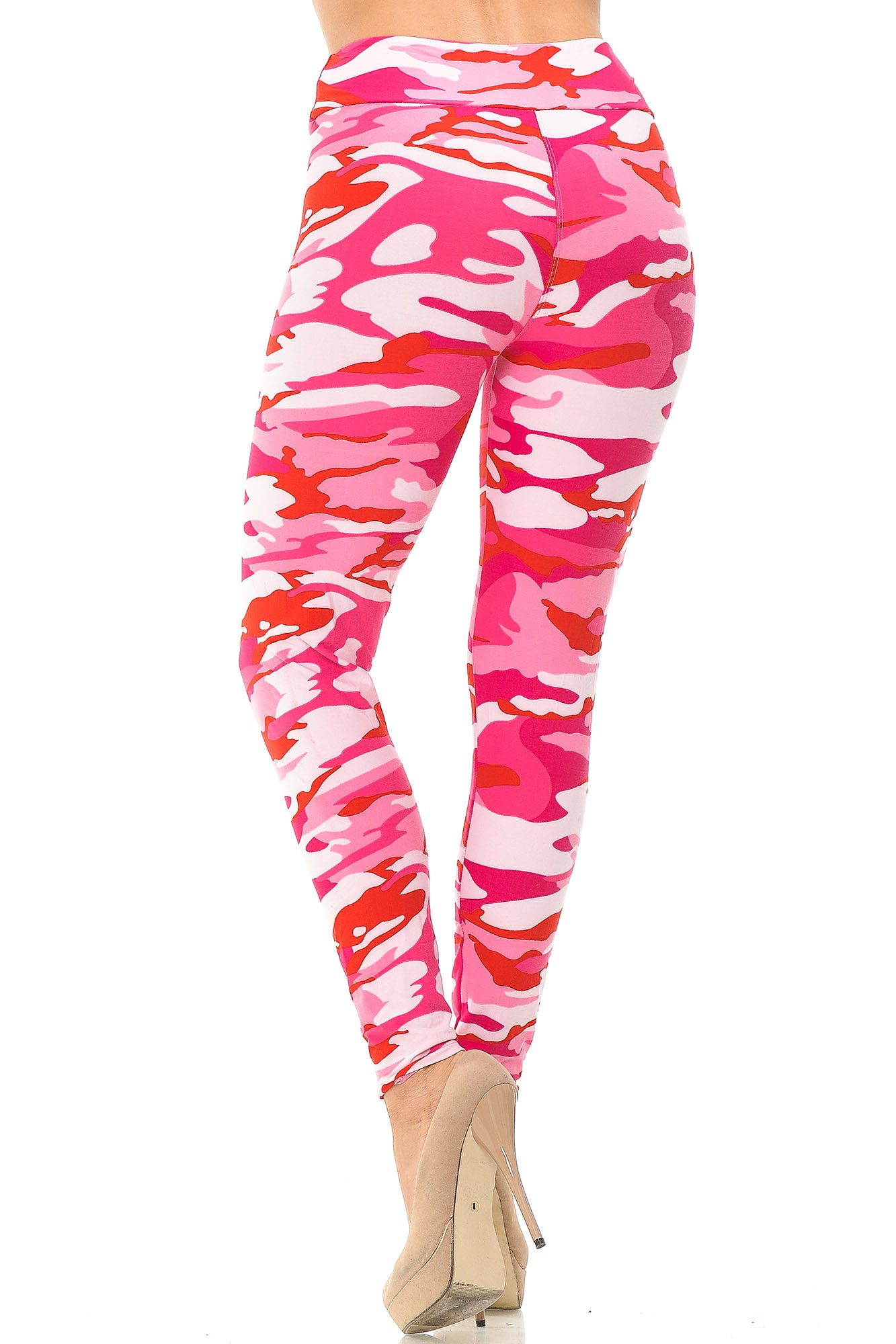Wholesale Buttery Smooth Pink Camouflage High Waisted Leggings - EEVEE