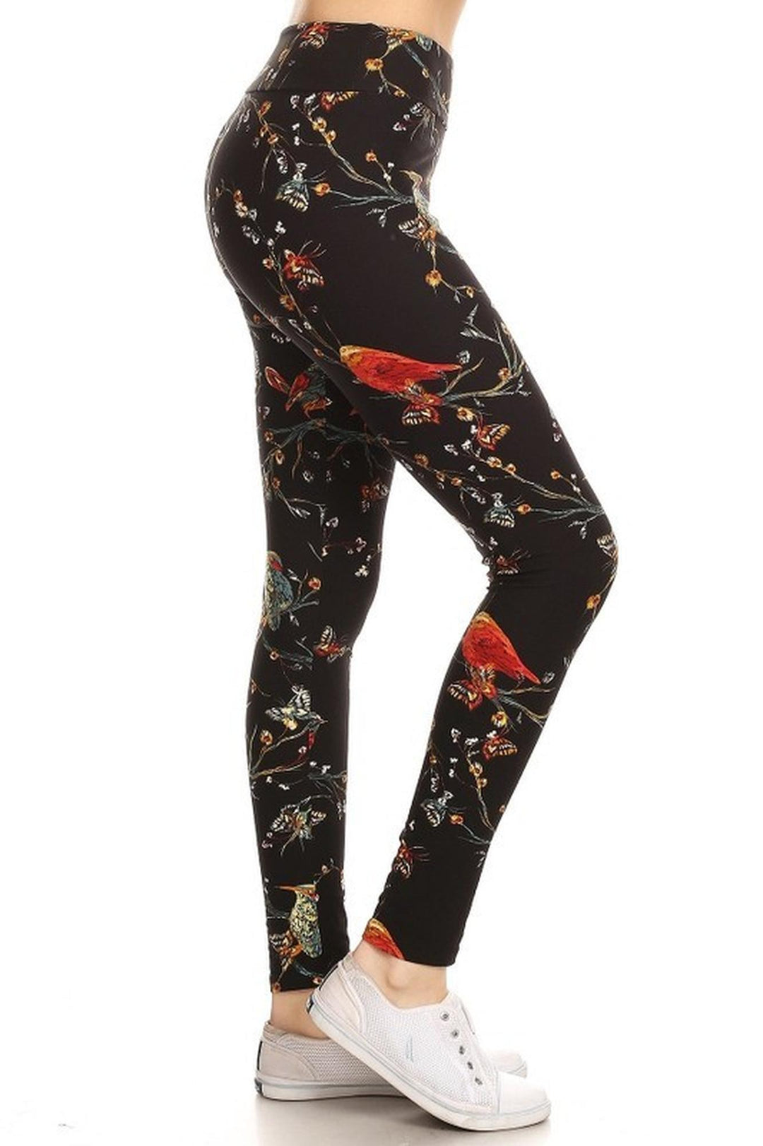 Wholesale Buttery Smooth Bird and Butterfly Floral High Waisted Leggings