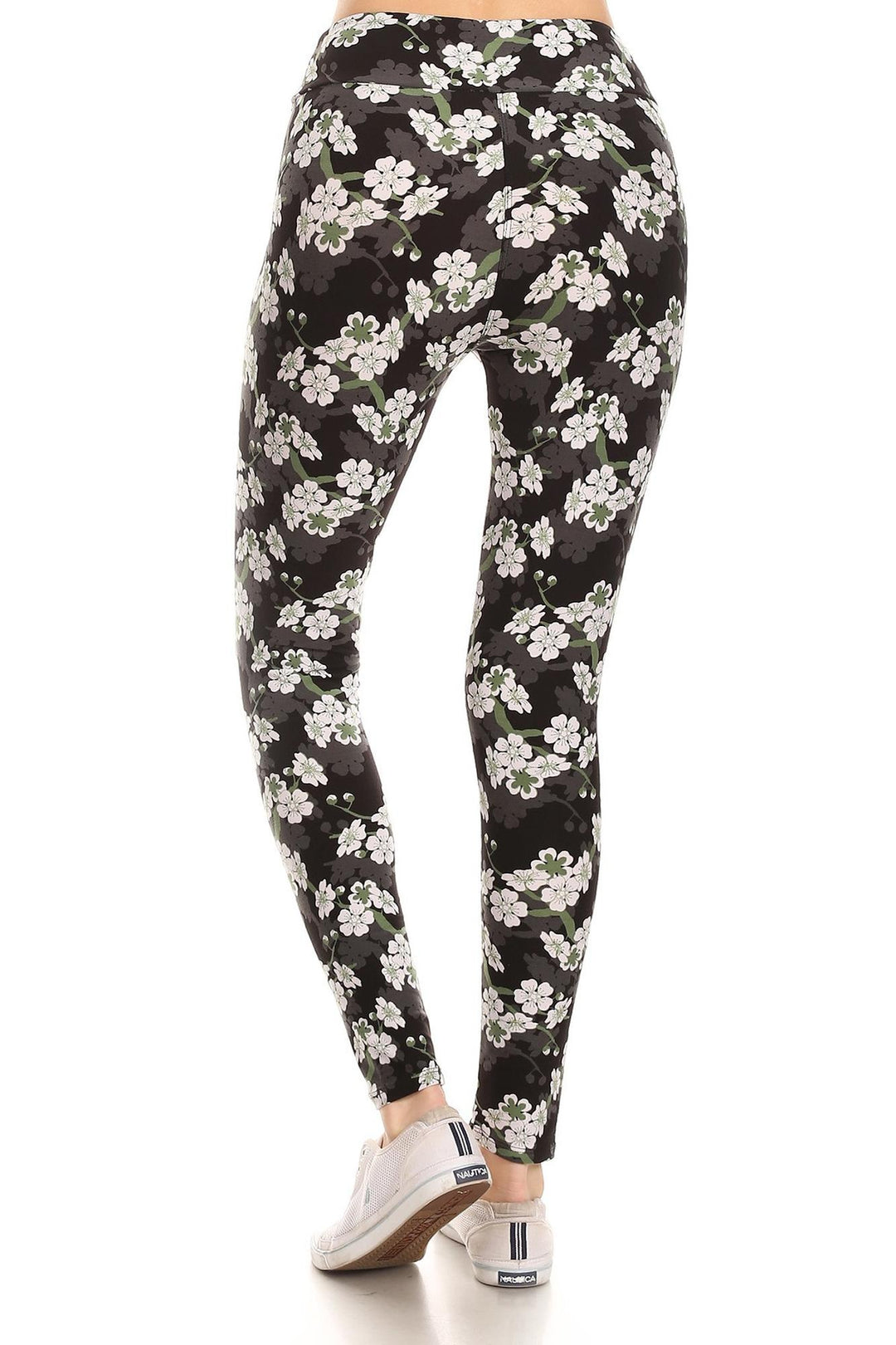 Wholesale Buttery Smooth White Floral Bunch High Waist Leggings