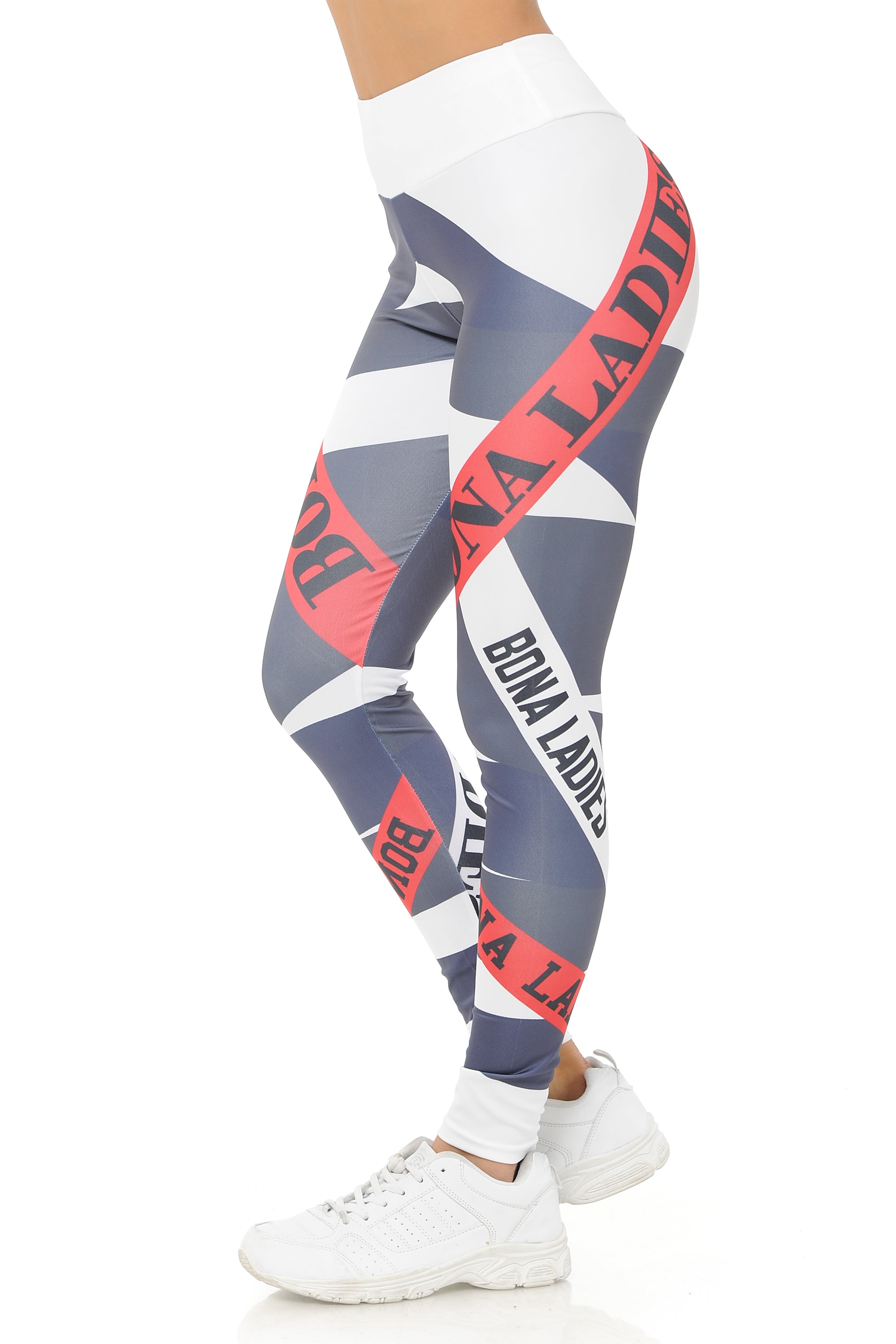 Wholesale Ladies White Banded High Waisted Sport Leggings