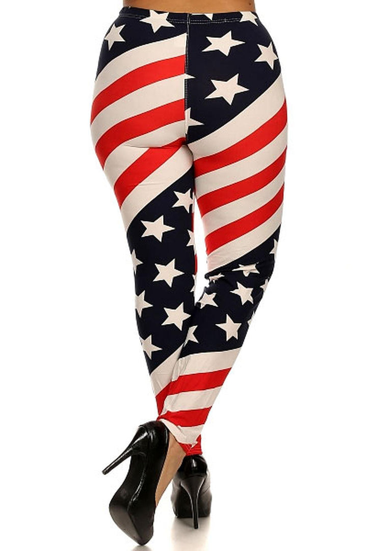 Wholesale Spiral USA Flag Plus Size Leggings