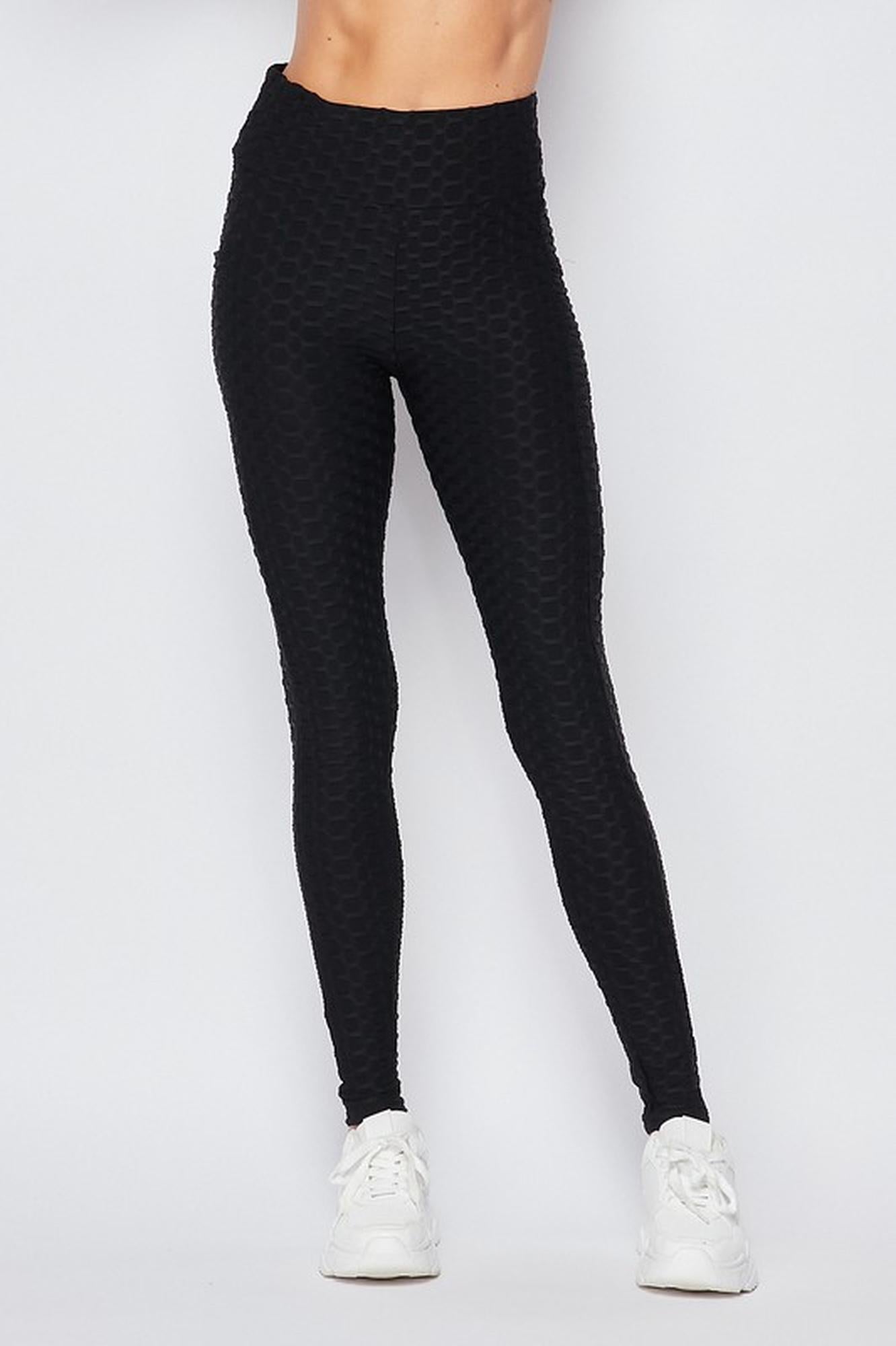 Wholesale Scrunch Butt Popcorn Textured High Waisted Leggings with Pockets - Zinati (W&J)