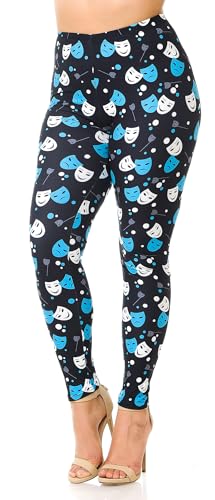 Wholesale Creamy Soft Comedy Tragedy Mask Plus Size Leggings