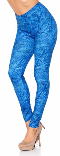 Wholesale Creamy Soft Blue Wrinkled Denim Leggings - USA Fashion