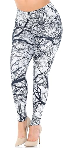 Wholesale Creamy Soft Photo Negative Tree Plus Size Leggings - USA Fashion