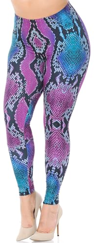 Wholesale Creamy Soft Pink and Blue Snakeskin Extra Plus Size Leggings - 3X-5X - USA Fashion