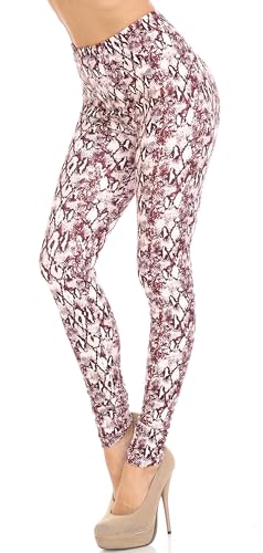 Wholesale Creamy Soft Crimson Snakeskin Leggings - USA Fashion