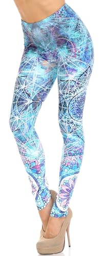 Wholesale Creamy Soft Cyan Mandala Leggings - USA Fashion