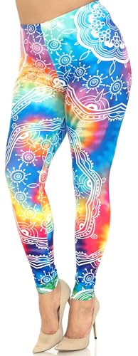 Wholesale Creamy Soft Pristine Peacock Extra Plus Size Leggings - 3X-5X - By USA Fashion