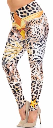Wholesale Creamy Soft Leopard Star Plus Size Leggings - USA Fashion