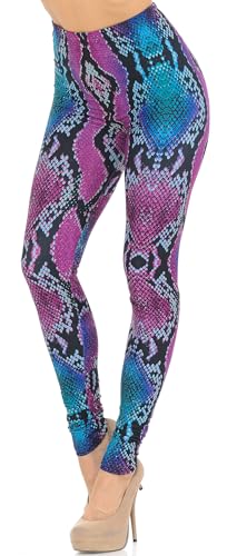 Wholesale Creamy Soft Pink and Blue Snakeskin Leggings - USA Fashion