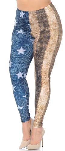 Wholesale Creamy Soft Vintage USA Flag Plus Size Leggings - USA Fashion