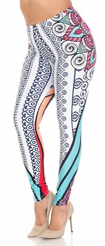 Wholesale Creamy Soft Sexy Vertical Contouring Mandala Plus Size Leggings - USA Fashion
