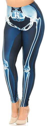Wholesale Creamy Soft Radioactive Skeleton Bones Extra Plus Size Leggings - 3X-5X - USA Fashion