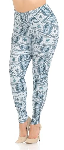 Wholesale Creamy Soft Raining Money Plus Size Leggings - USA Fashion