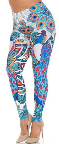 Wholesale Creamy Soft Pristine Peacock Plus Size Leggings - By USA Fashion