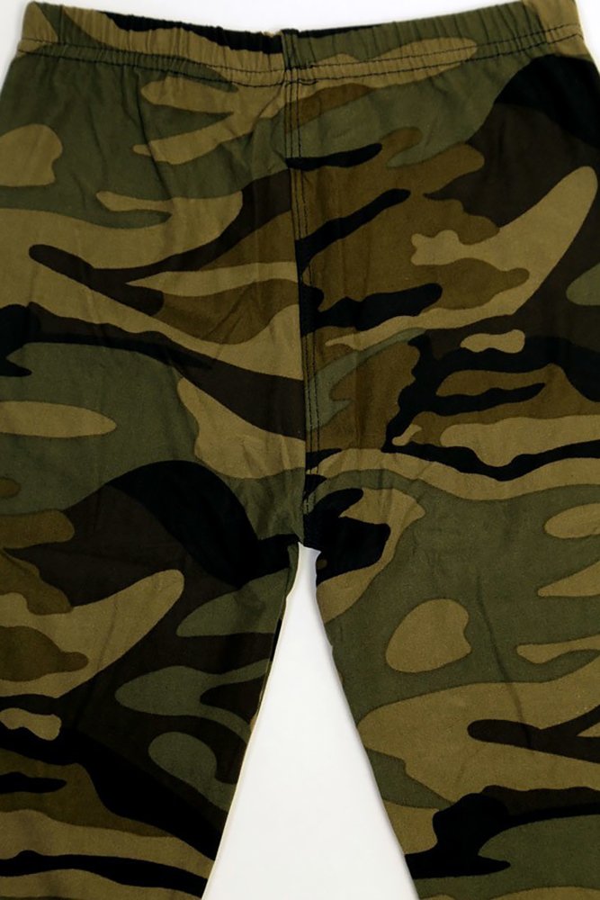 Wholesale Buttery Soft Green Camouflage Kids Leggings